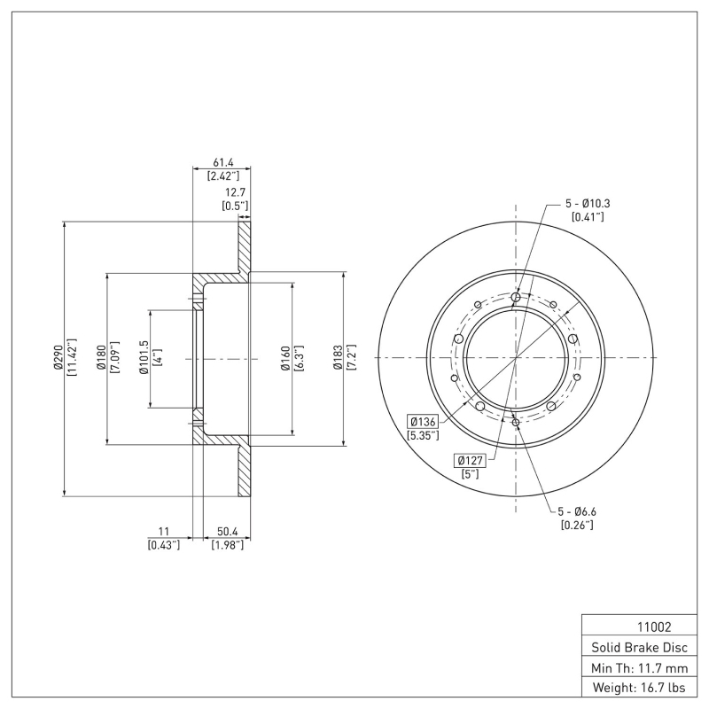 Land Rover Defender Brake Rotor (1) - Rear - R1 Concepts - Plain - `74-`16